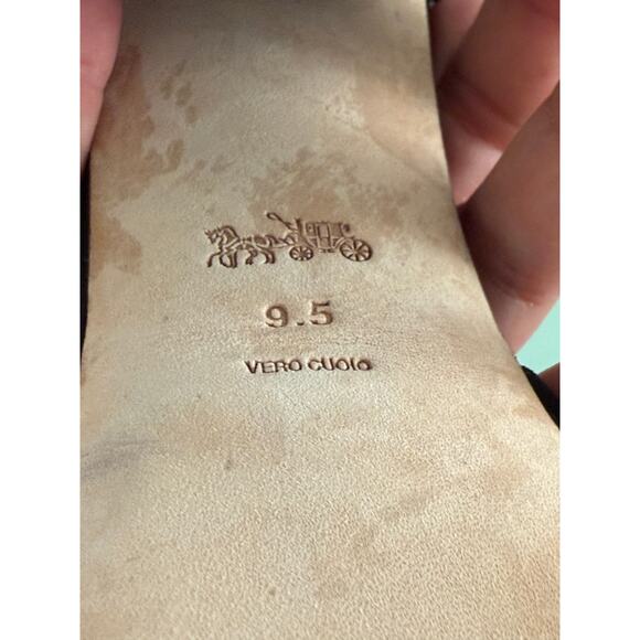 Coach Nicolette Sandal Gold Chain Black Suede 4.75"Block Heel 1.25"Platform-9.5 - Picture 7 of 8